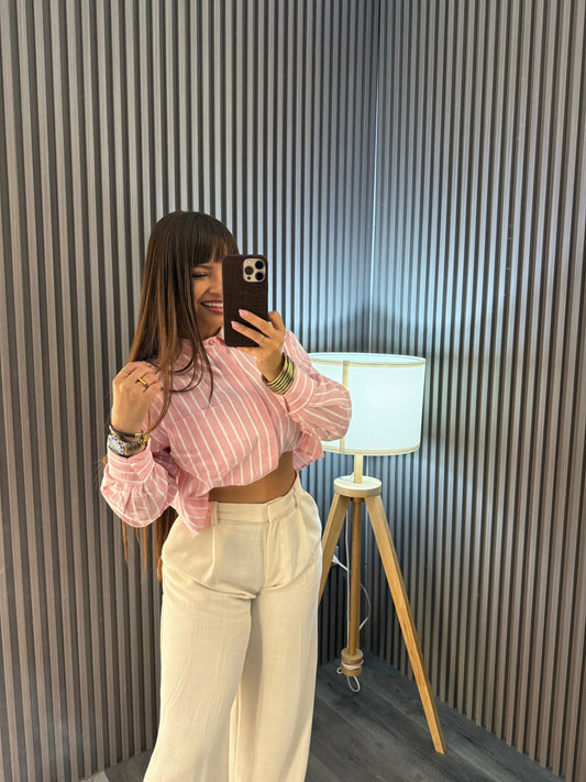 Lining Pink Top