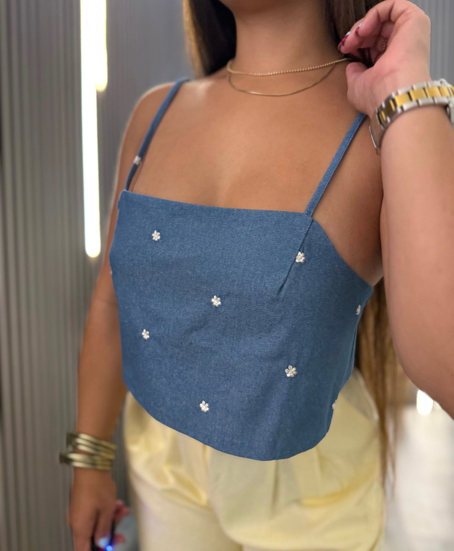 Floral Denim Top