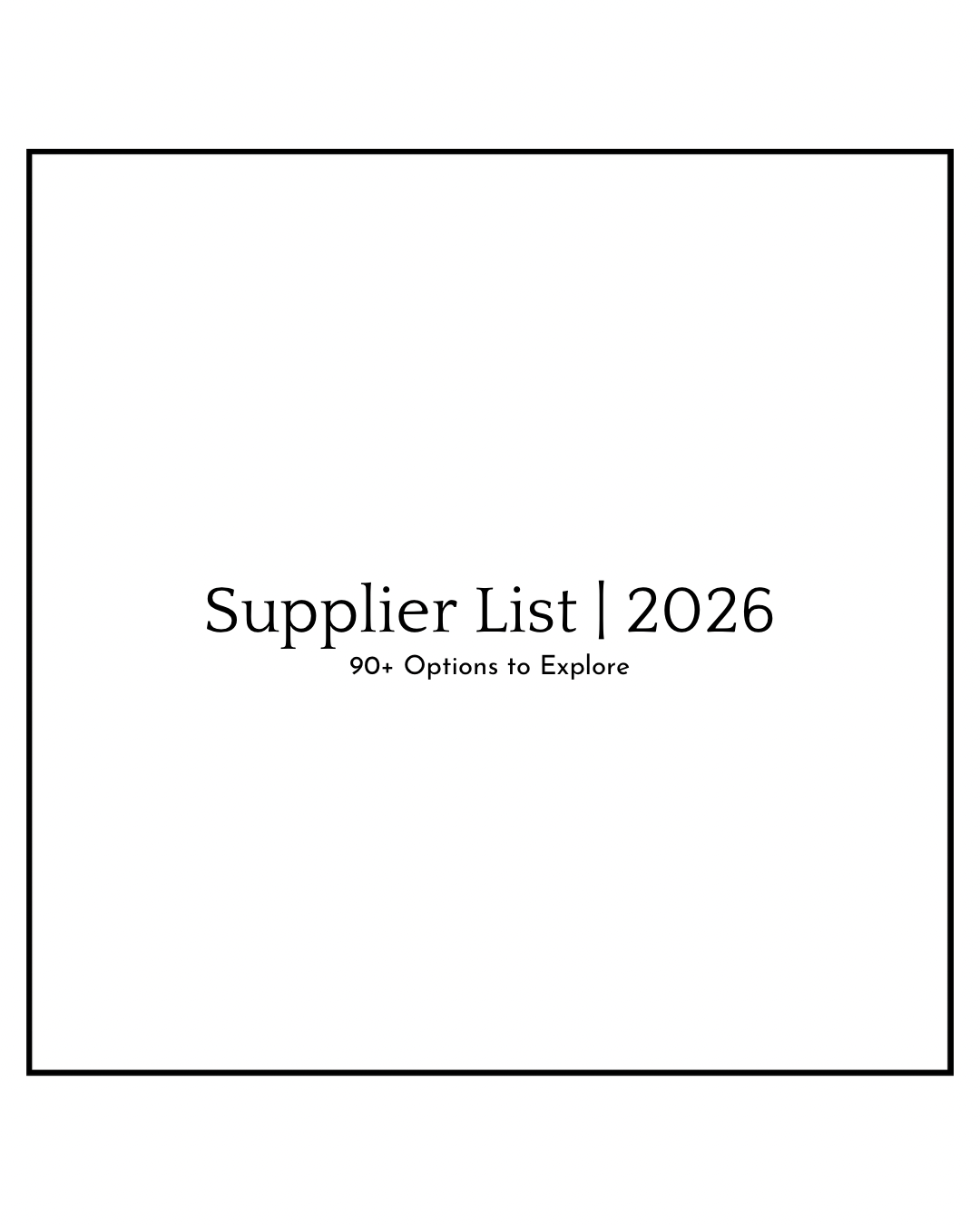 Supplier List | 2026